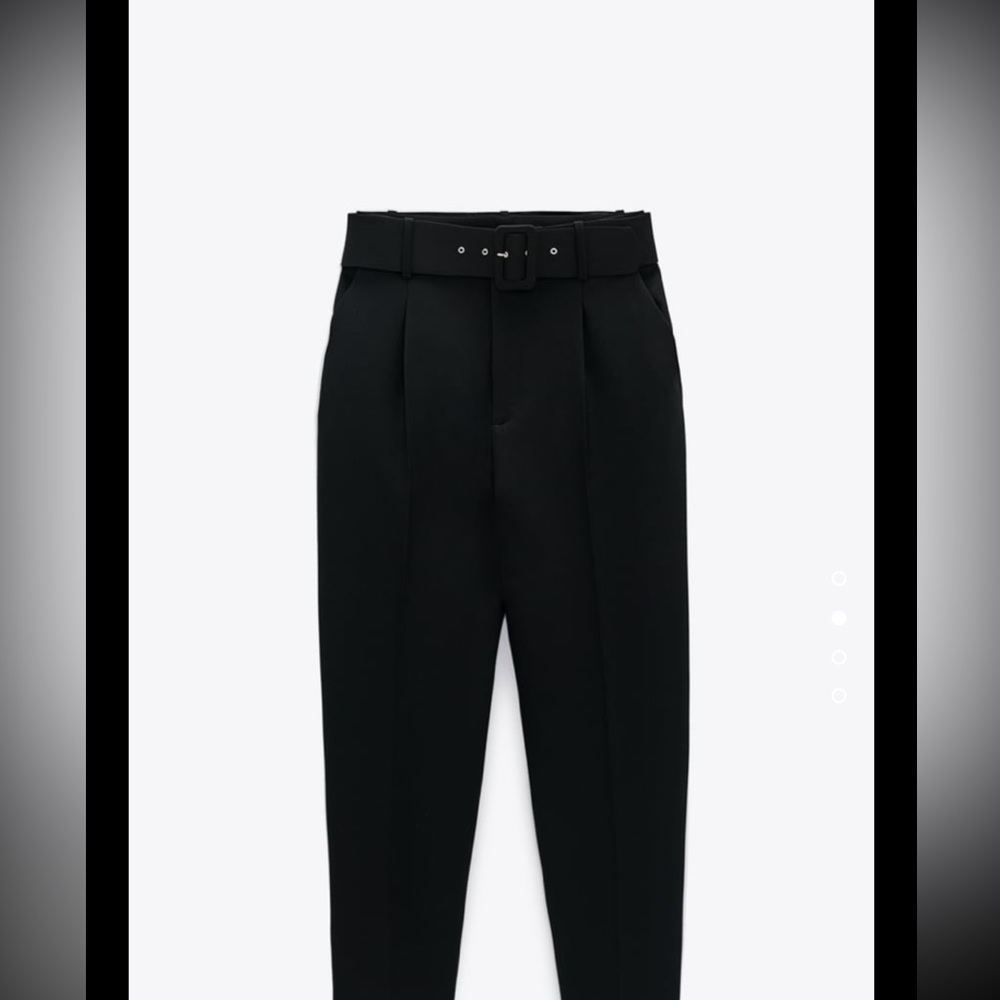 Zara Black High Waisted belted Dress Pants